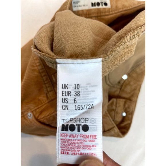 Topshop Moto Women Corduroy Mini Skirt Flat Front Pockets Mustard Brown Size 6 - Picture 4 of 8